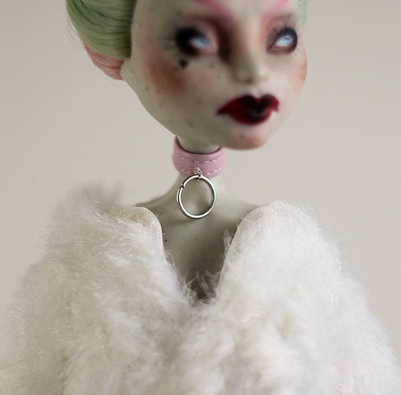 Pink choker for Monster High doll, Monster High clothes, Choker for doll - 玩偶/公仔 - 其他材质 粉红色