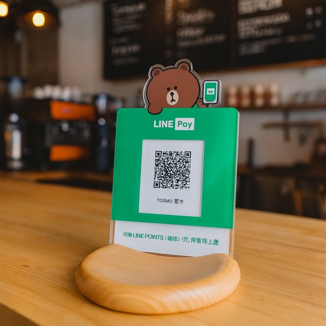 linepay 底座 手机座  原木 底座 linepay 架 支付 支架 新年礼物 - 手机座/防尘塞 - 木头 咖啡色