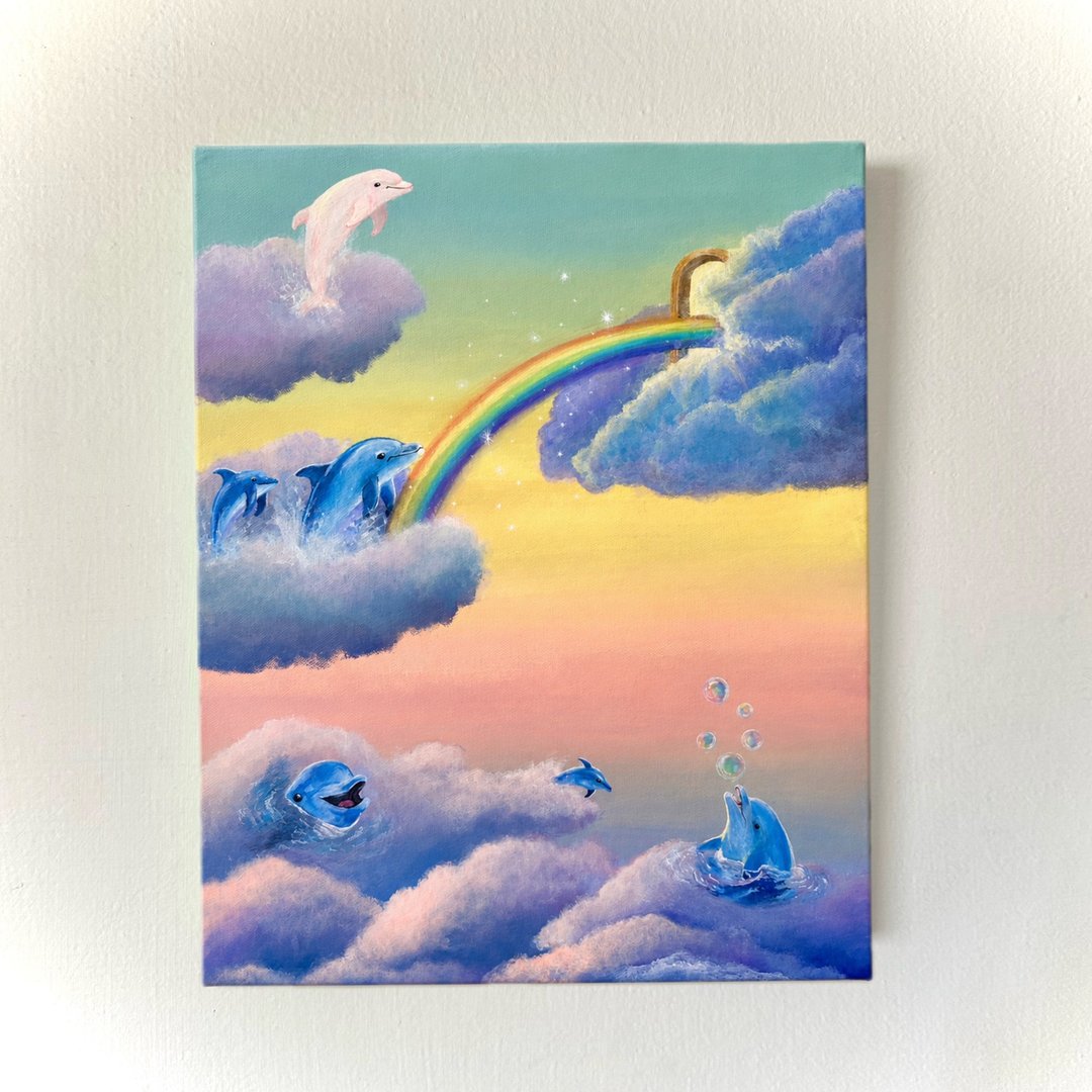 【云梦之间：幸运之门】40*30 压克力画/丙烯画作/挂画/装饰 - 海报/装饰画/版画 - 棉 多色