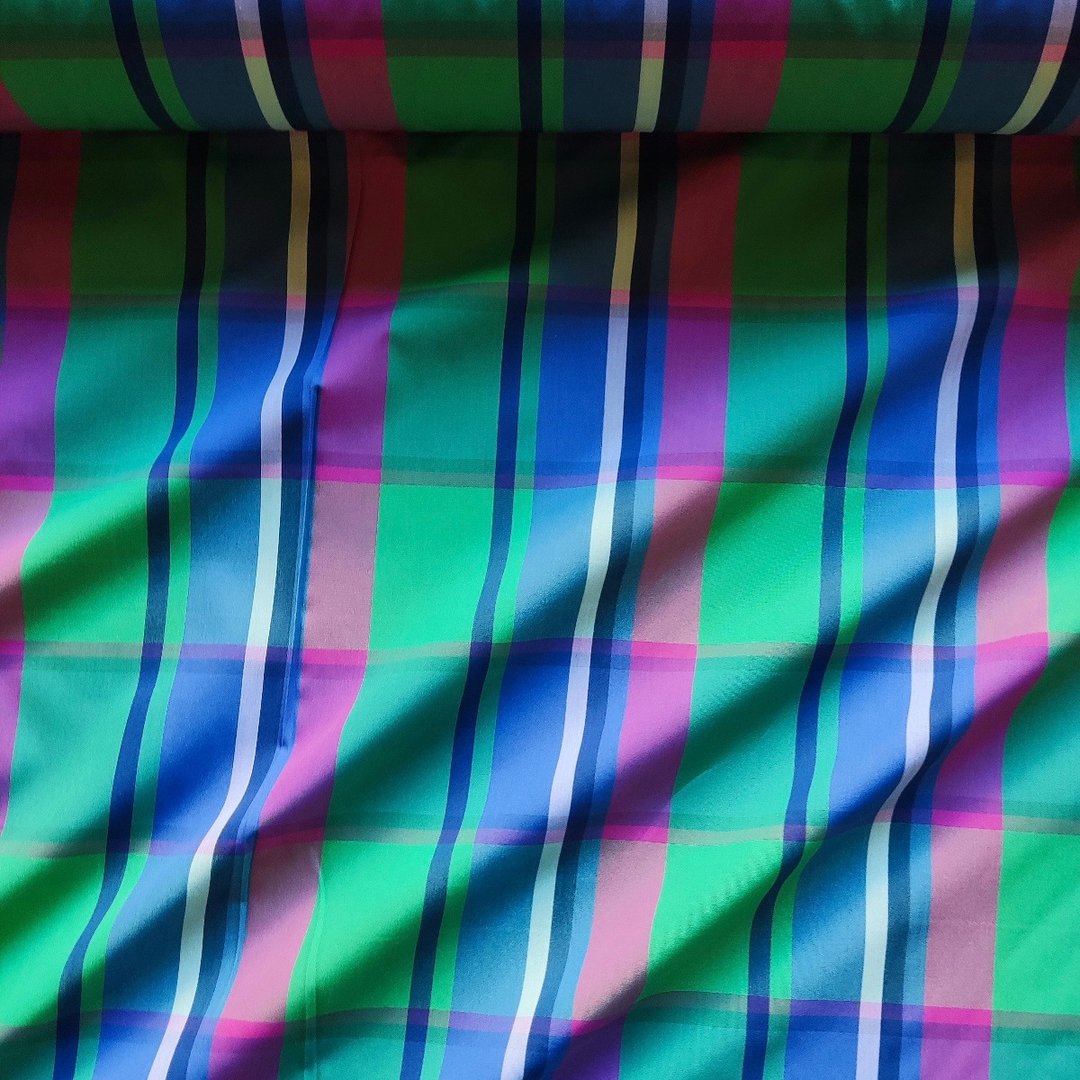 夏绿Madras 高支数 美式经典格纹 吸湿快干 微弹布 - 编织/刺绣/羊毛毡/裁缝 - 棉．麻 绿色