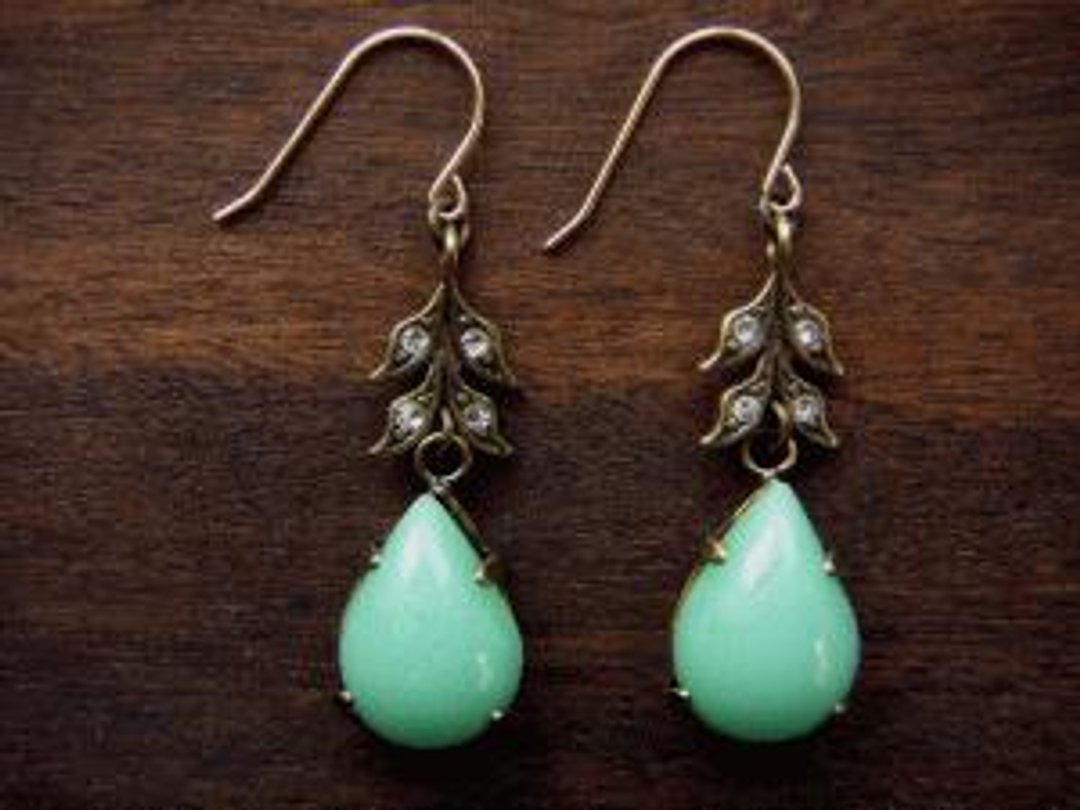 my heart my love Pale Green - 耳环/耳夹 - 其他金属 