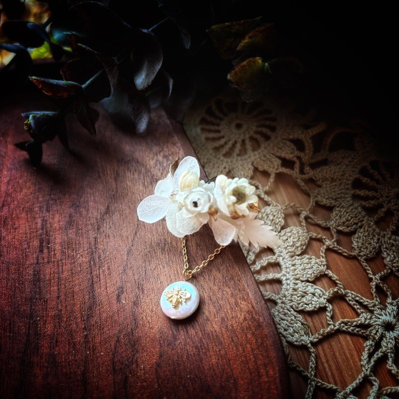 白色绣球真花配发饰 - 发饰 - 植物．花 白色