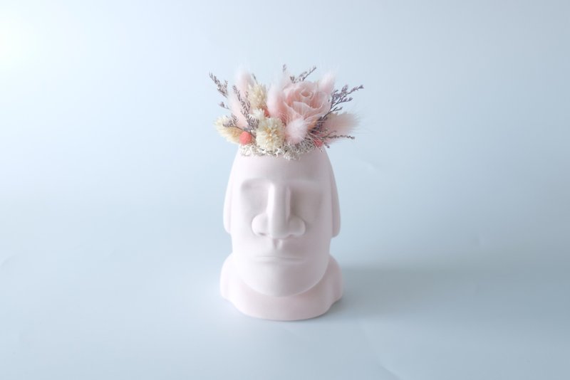 【巨人的面貌】 摩艾(粉)  粉色/白色/不凋花/永生花/干燥花/盆栽 - 干燥花/捧花 - 植物．花 粉红色