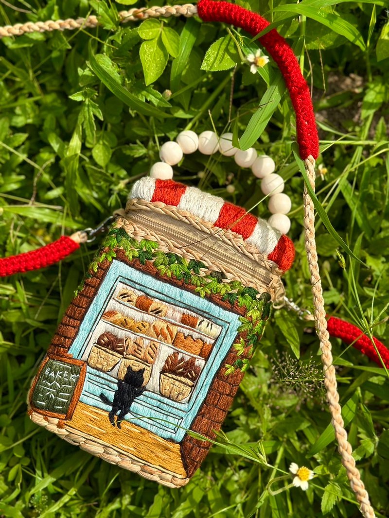 手工刺绣水葫芦编织包 - 手提包/手提袋 - 其他材质 橘色