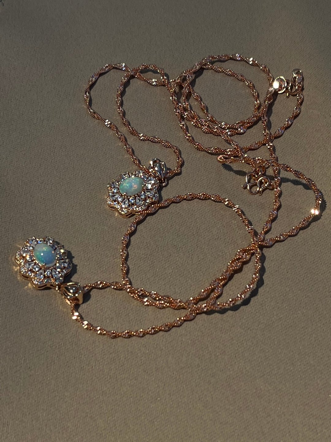流金游彩。Opal  欧泊 项链 项錬 蛋白石 项链 玫瑰金 华丽 欧泊 - 项链 - 宝石 多色