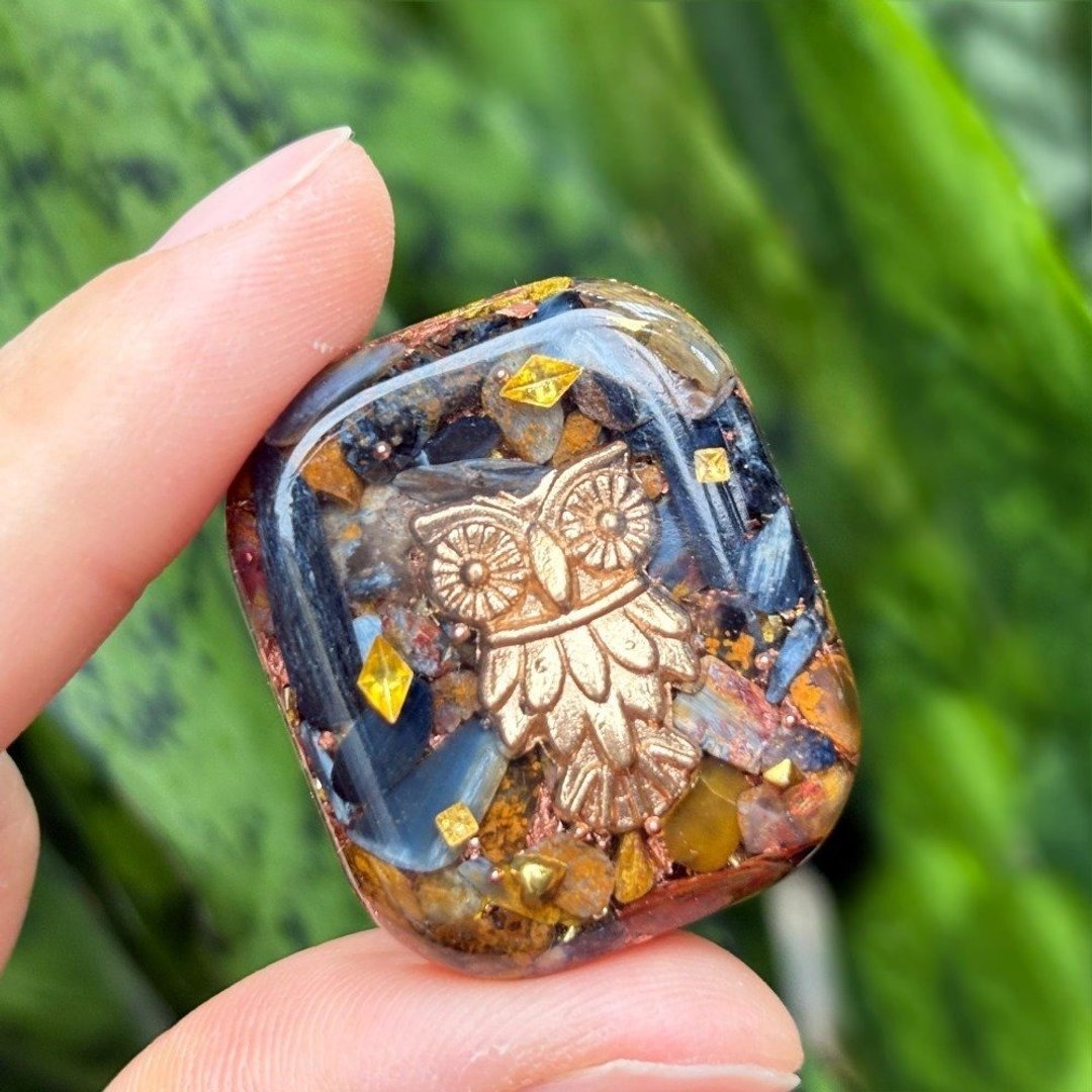 猫头鹰彼得石方形奥刚随身盘 | 附绒袋 - 其他 - 水晶 金色