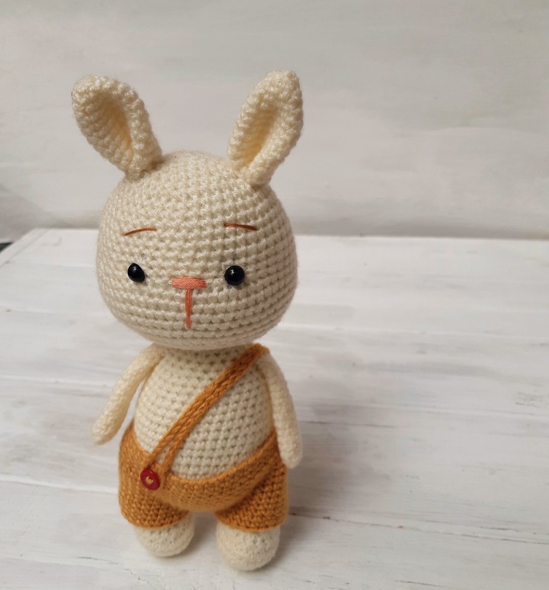 Hand Crochet Softy Bunny  Funny Stuffed Toys Animals Knit Christmas Gift - 玩具/玩偶 - 压克力 白色