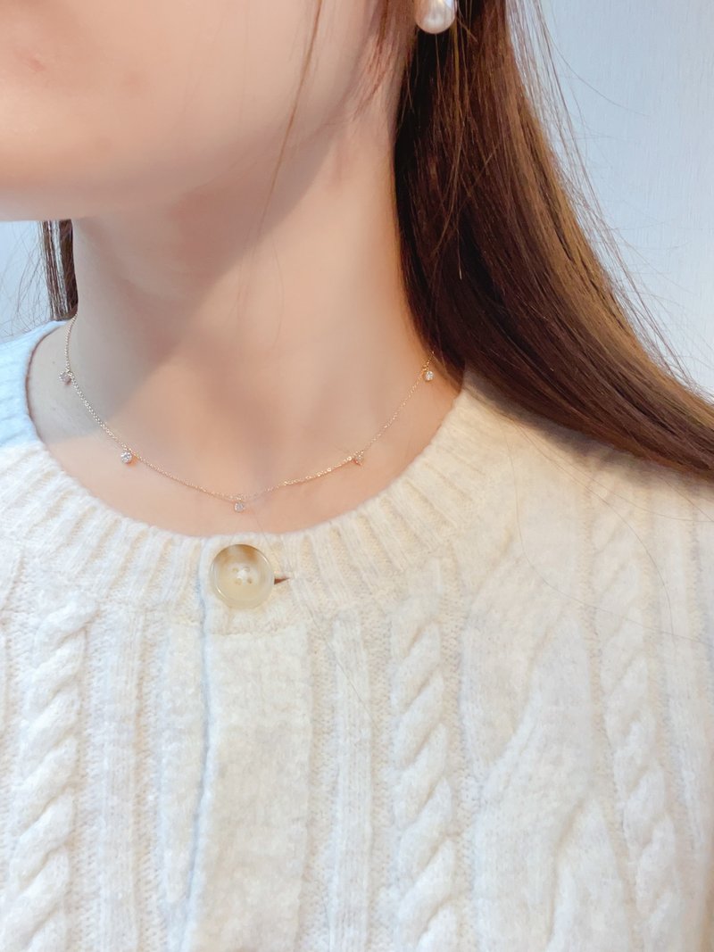 纯 18k 黄金培育钻石颈链 - 项链 - 贵金属 金色