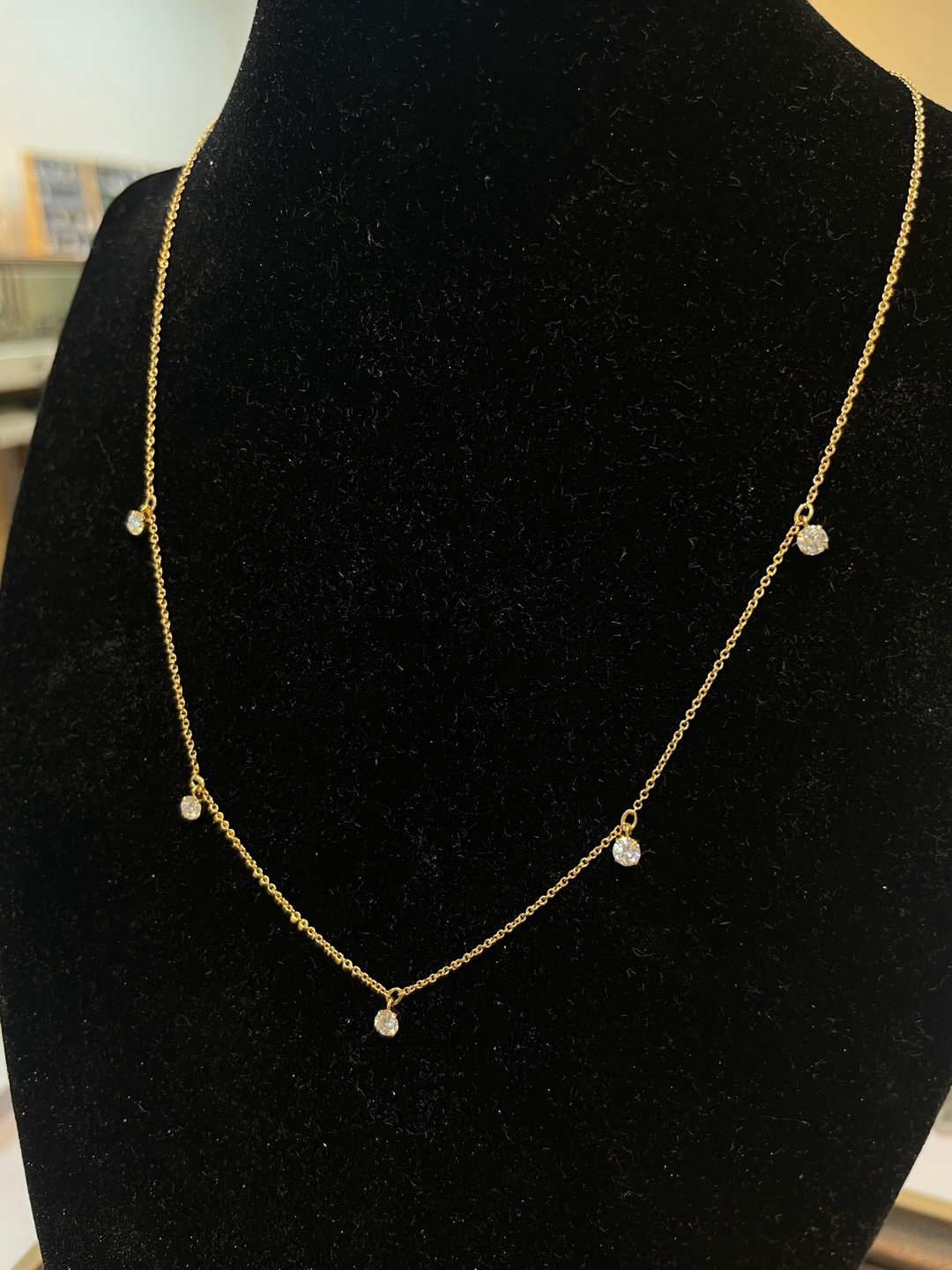 纯 18k 黄金培育钻石颈链 - 项链 - 贵金属 金色