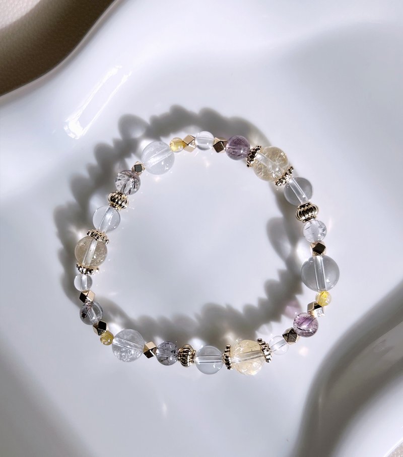 【太阳雨】黄水晶 / 超七水晶 / 白水晶 - 手链/手环 - 水晶 多色