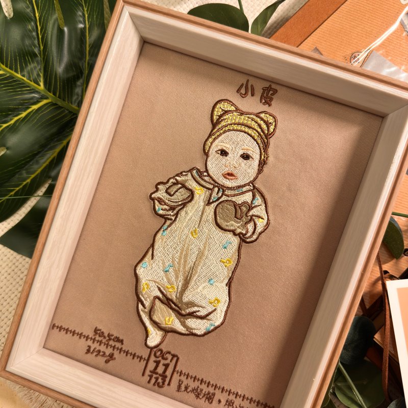 新生儿似颜绘刺绣相框 - 画框/相框 - 棉．麻 
