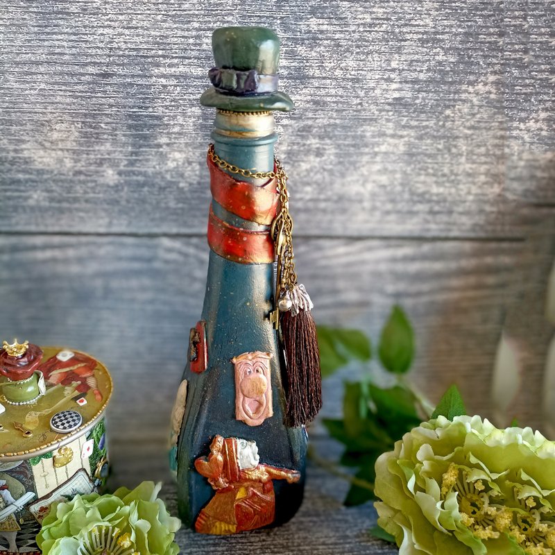 魔法瓶、喝我瓶、魔法药剂罐、疯狂茶会、红皇后 - 摆饰 - 玻璃 蓝色