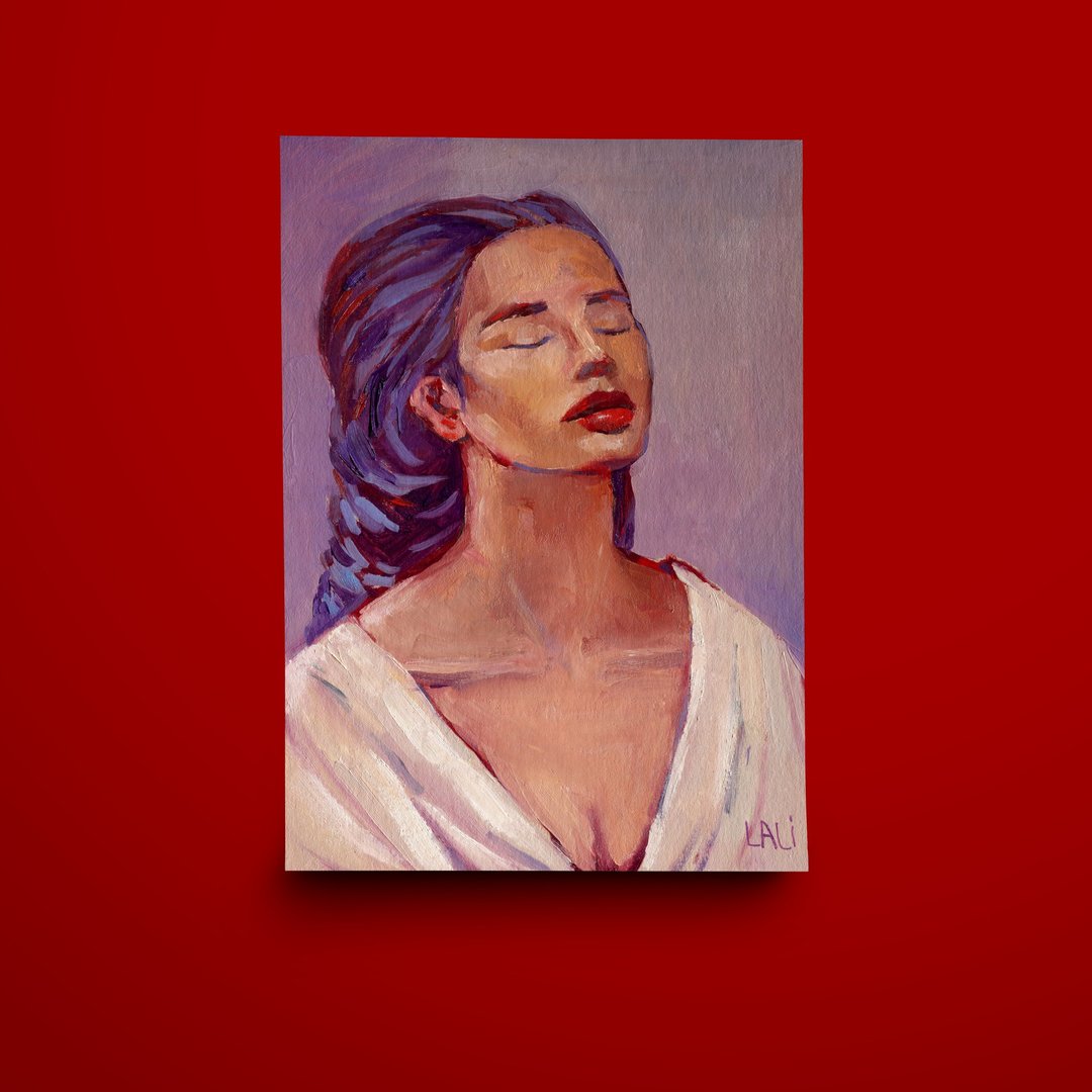 性感女人原创油画女人身体绘画20x15cm女士肖像 - 插画/绘画/写字 - 其他材质 咖啡色