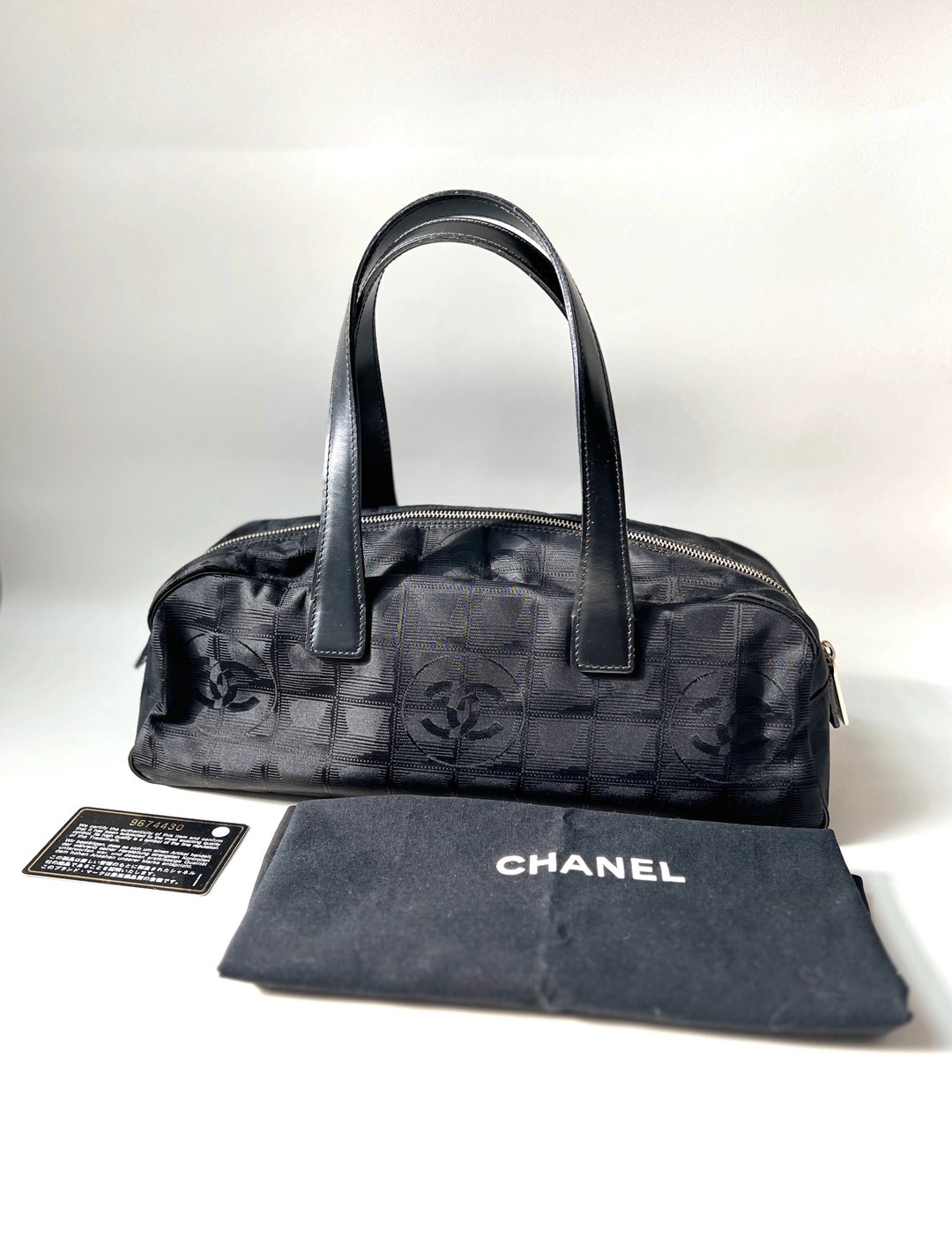 CHANEL travel line Boston bag 波士顿包 手提包 日本中古 - 手提包/手提袋 - 尼龙 黑色