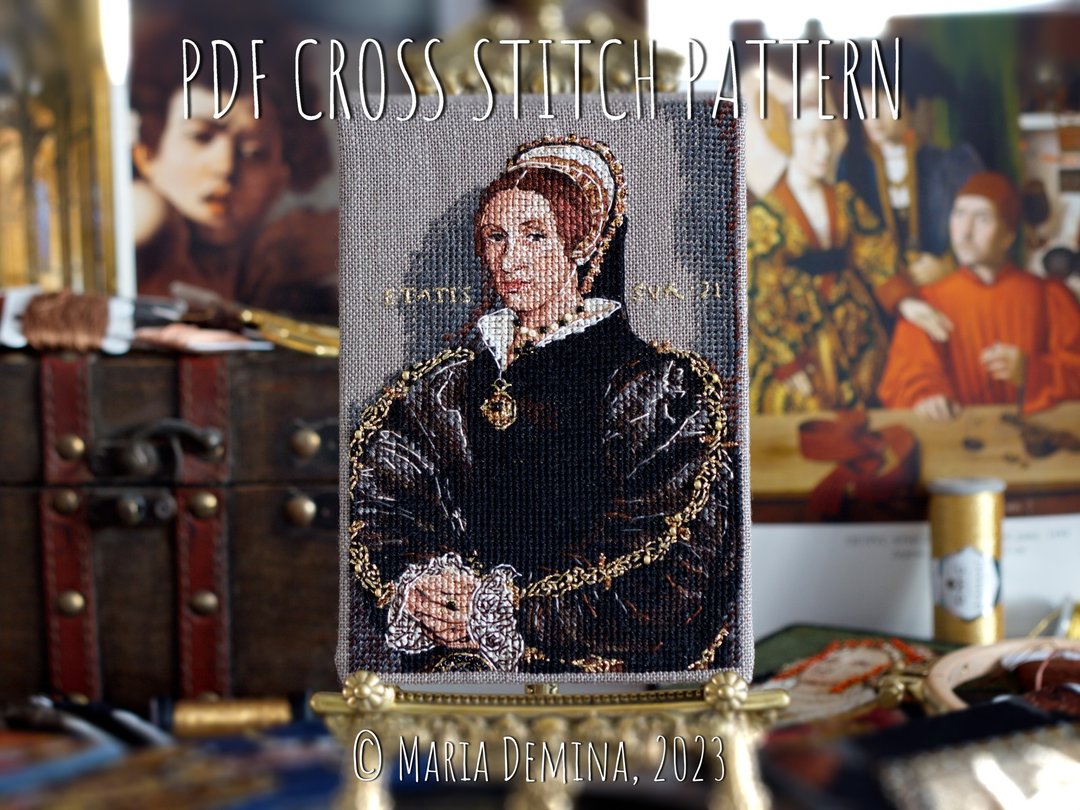 凯瑟琳霍华德 - Hans Holbein - PDF 十字绣图案十字绣 - 手工艺教程/工具书 - 其他材质 