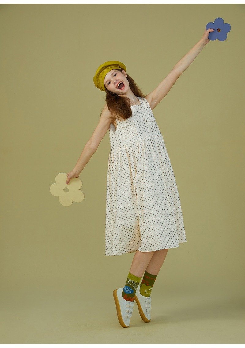 odd maker 波点米白色文艺复古小清新连衣裙 - 洋装/连衣裙 - 棉．麻 