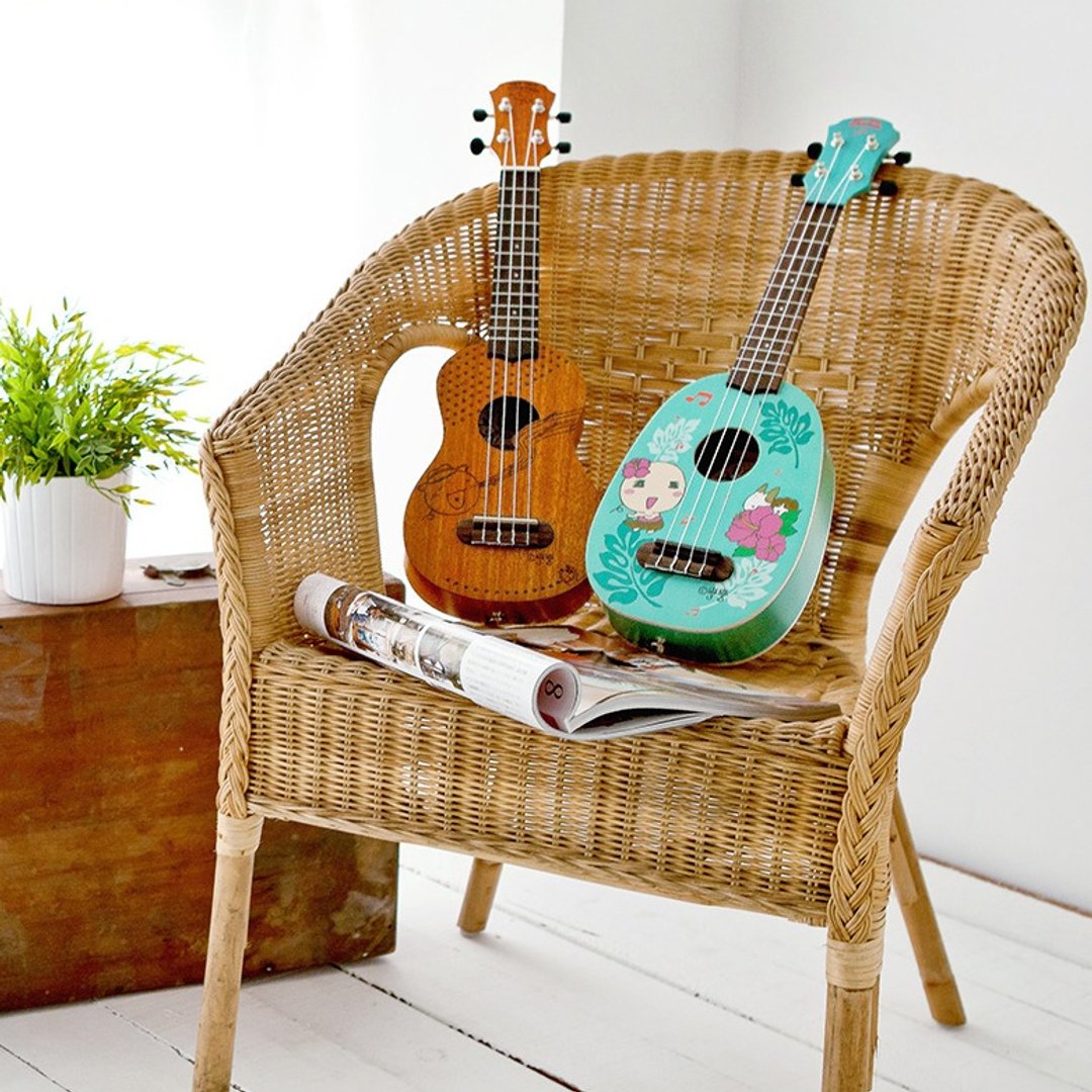 UKE-YYSP 弯弯21寸乌克丽丽 凤梨型 桃花心木 WanWan Mahogany Soprano Pineapple Ukulele - 吉他/乐器 - 木头 蓝色