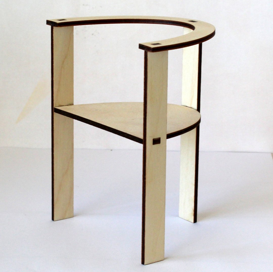 Miniature chair wooden dollhouse furniture up to 1:4 scale BJD dolls Minimalisti - 玩具/玩偶 - 羊毛 咖啡色
