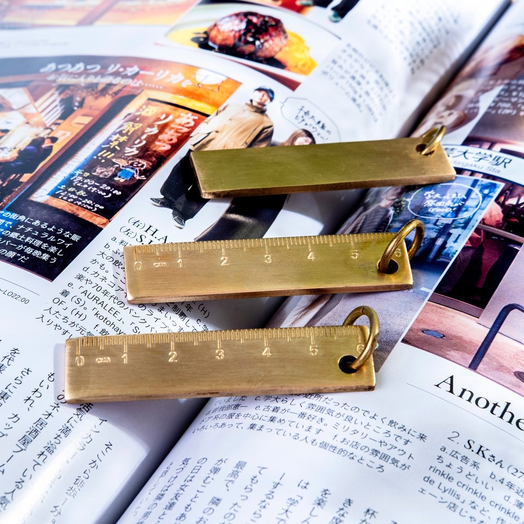 3毫米厚黄铜尺子复古钥匙扣 - 钥匙链/钥匙包 - 铜/黄铜 金色