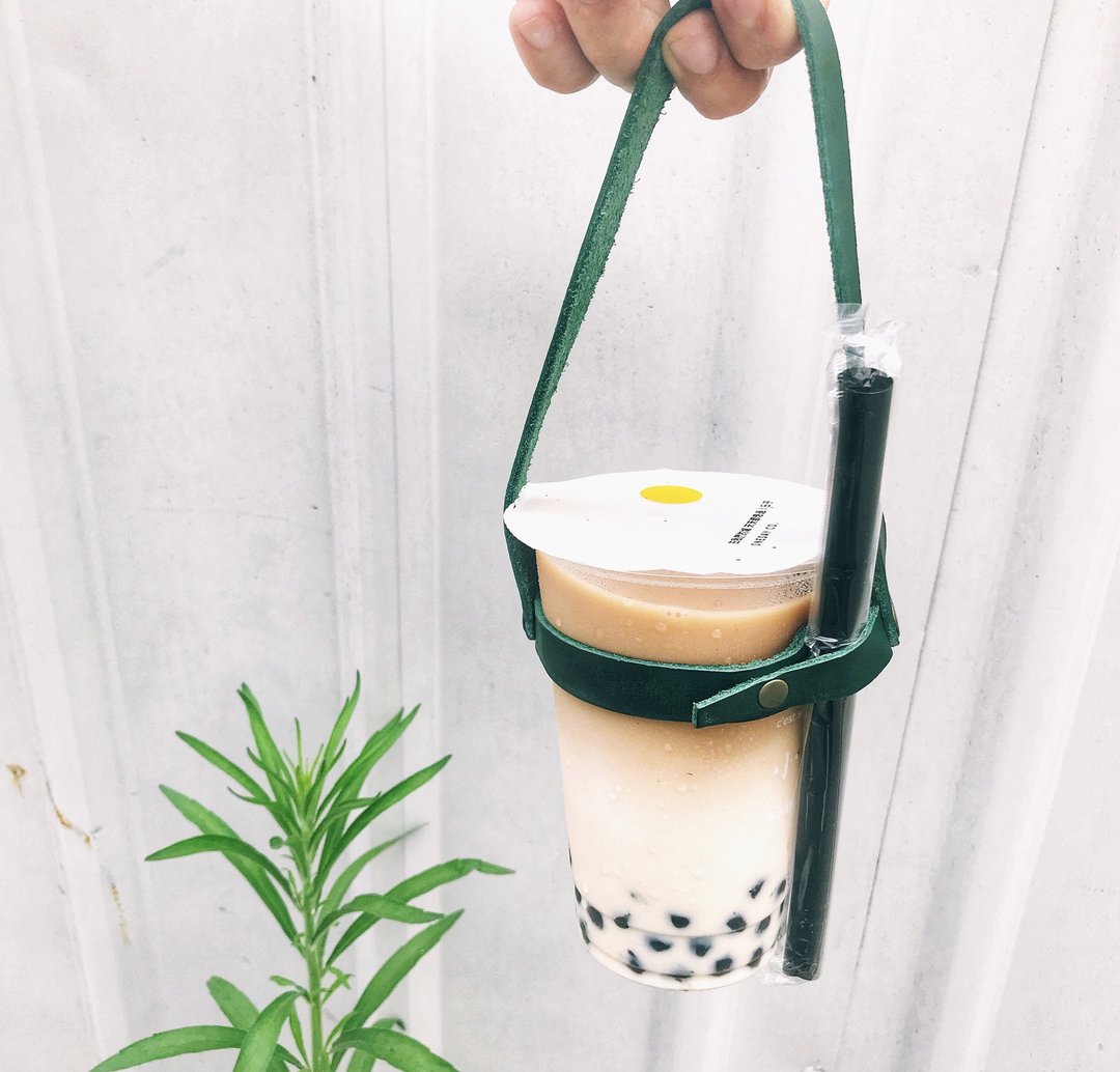Sienna手工真皮环保外带饮料提袋 - 随行杯提袋/水壶袋 - 真皮 绿色