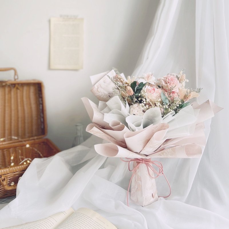 母亲节花束系列 | 清新粉色梦境 / 附赠PVC透明梯型袋 永生花 - 干燥花/捧花 - 植物．花 