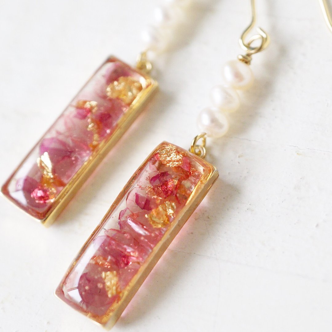Real pearls and fantastic Gemstone Clip-On - 耳环/耳夹 - 珍珠 红色