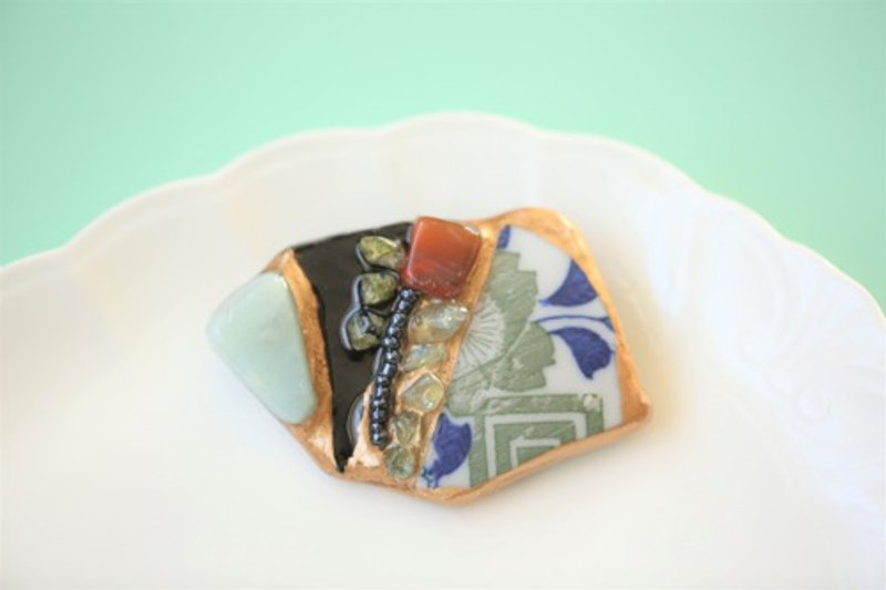 Calling brooches (Amazonite, agate, apatite, peridot) - 胸针 - 其他金属 