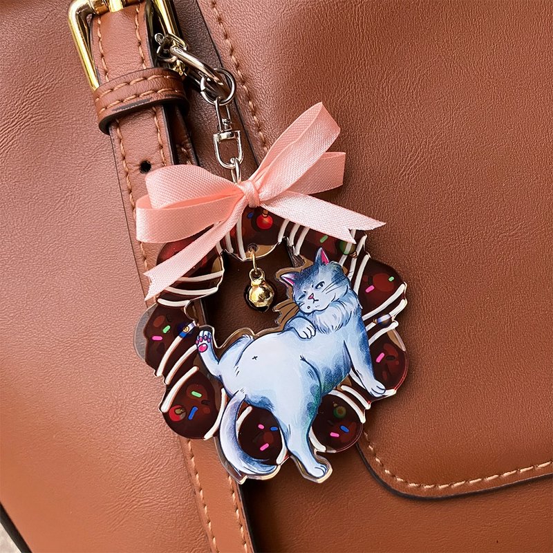 猫咪甜甜花圈彩虹压克力吊饰 钥匙圈 礼物 - 钥匙链/钥匙包 - 压克力 