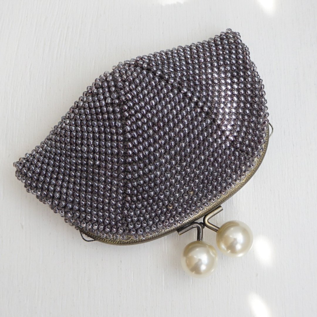 Ba-ba handmade Beads crochetpouch No.1824 - 化妆包/杂物包 - 其他材质 灰色