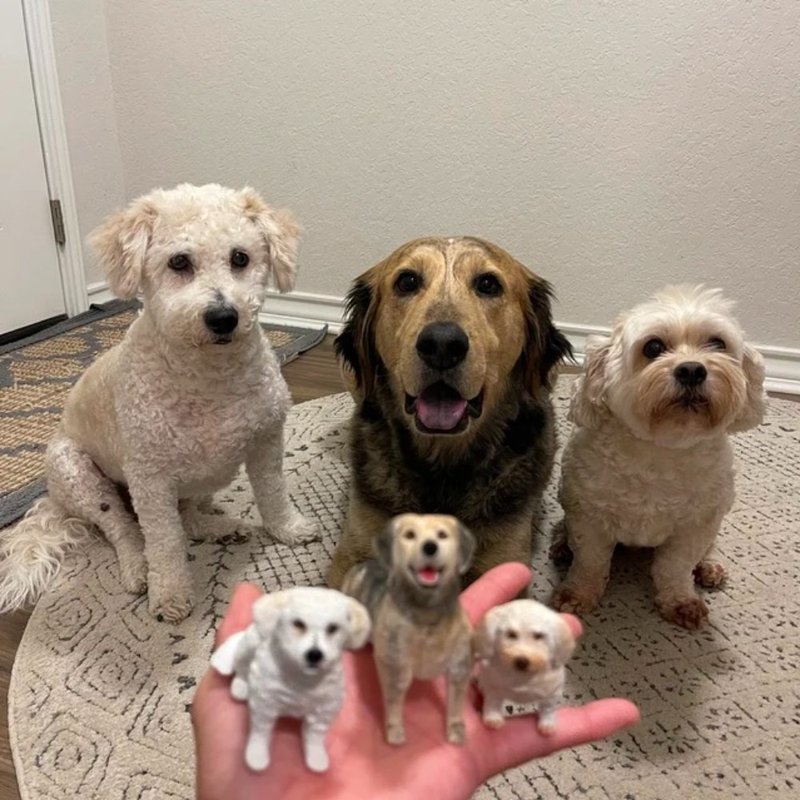 纯手工定制3D宠物艺术娃娃 订制狗狗猫咪毛小孩似颜绘肖像画公仔 - 玩偶/公仔 - 粘土 多色