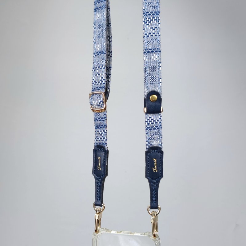 双扣背带-舒适1.8cm-波粼-先染线织-低调典雅 - 挂绳/吊绳 - 其他材质 蓝色