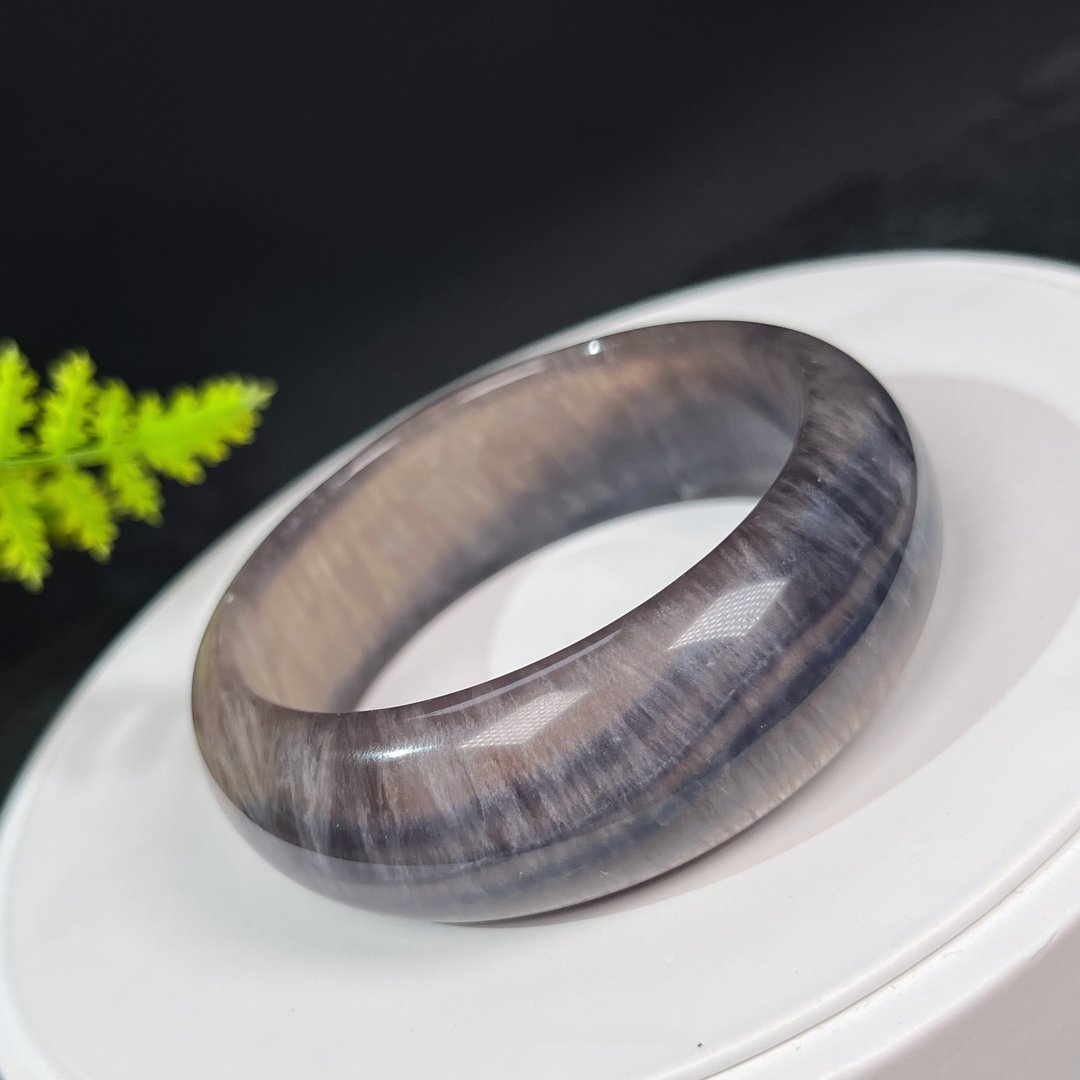 深蓝发丝萤石手镯57MM 全顺发千层波浪纹星光水晶手环 平衡净化 - 手链/手环 - 水晶 