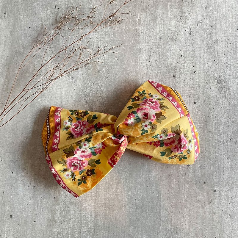 蔷薇少女黄宽版发带 - 发带/发箍 - 棉．麻 黄色