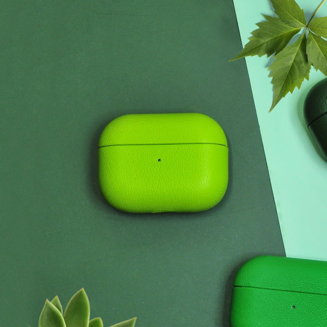 AirPods 4/3/Pro/Pro2 皮革 耳机壳 Green Apple 青苹果 定制化 - 耳机 - 真皮 绿色
