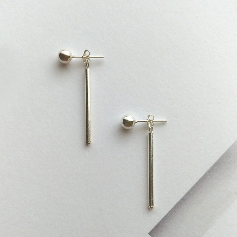 se040穿-纯银 针式夹式耳环 - 耳环/耳夹 - 纯银 银色