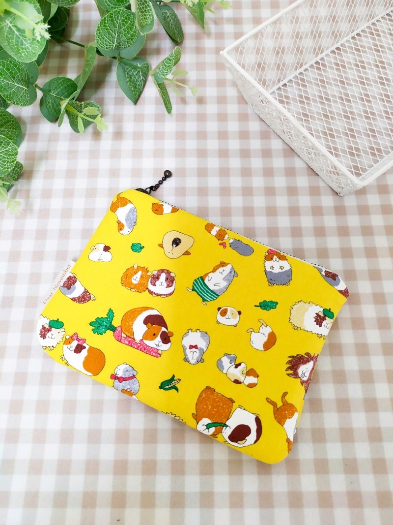 拾光系列万用袋/零钱包/化妆包/收纳袋/鼠鼠王国款 - 零钱包 - 棉．麻 黄色