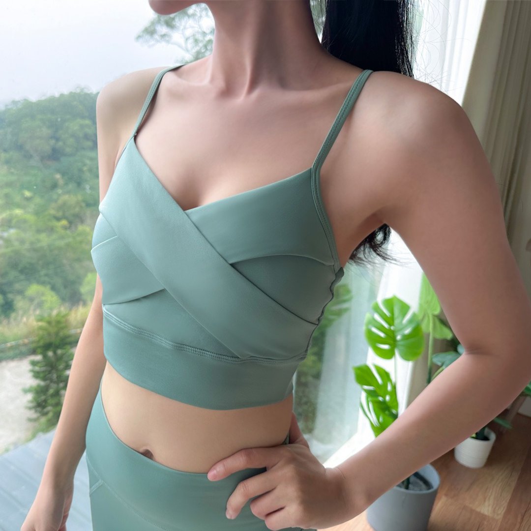 Michelle微设计款瑜伽服-背心 - 女装运动衣 - 聚酯纤维 绿色