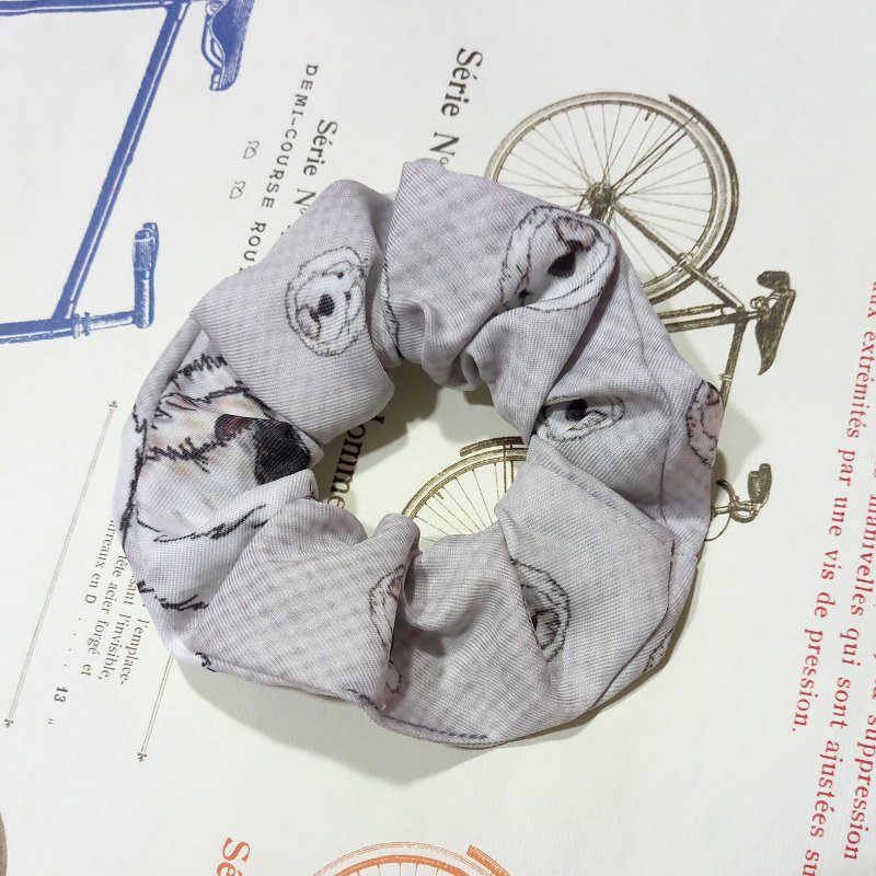 灰底-大肠发圈_英国古代牧羊犬_马尾发带 - 发饰 - 聚酯纤维 