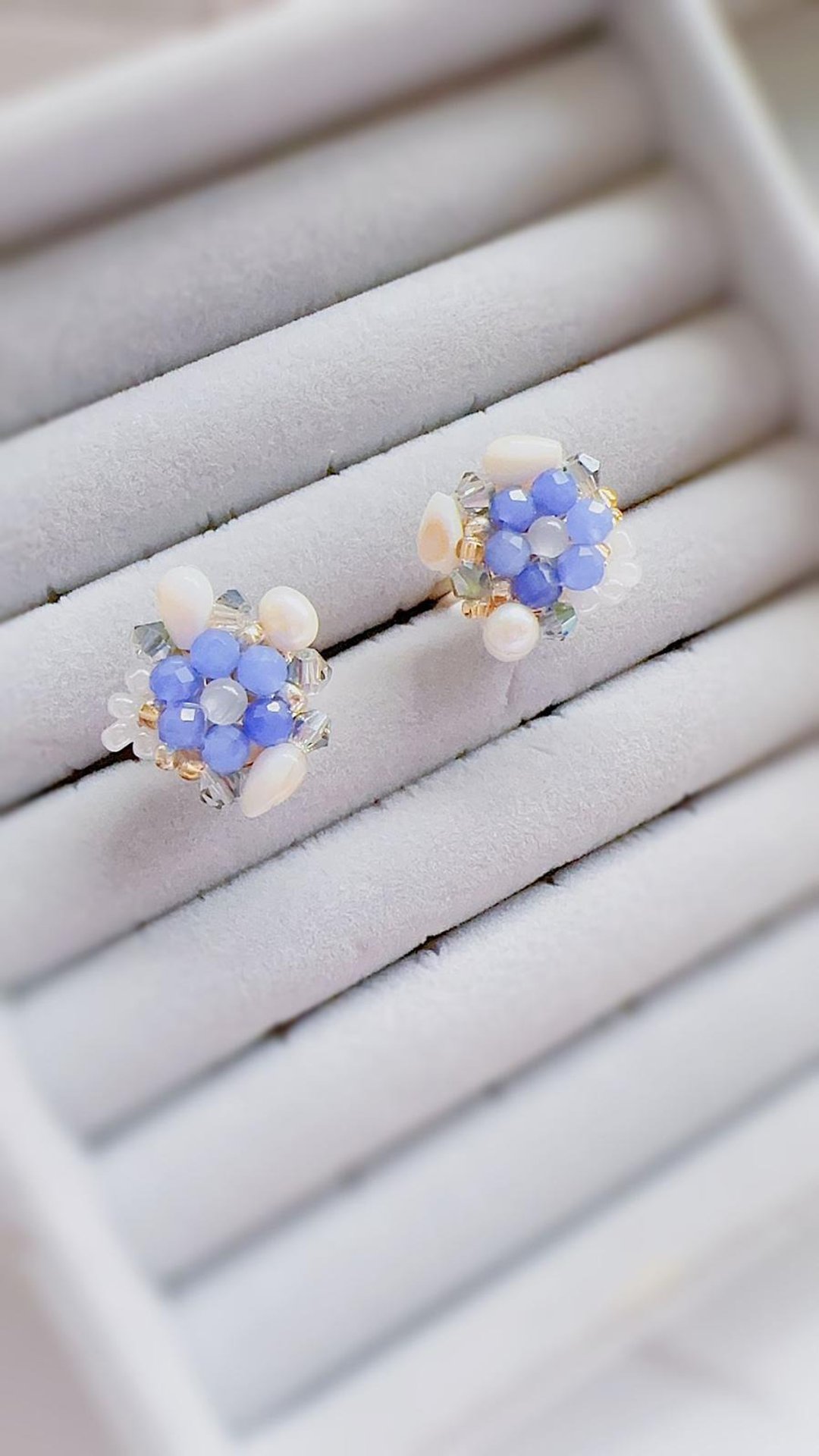 Daisy Shine Blue Aventurine Gemstones Freshwater Pearl Ring - 戒指 - 宝石 
