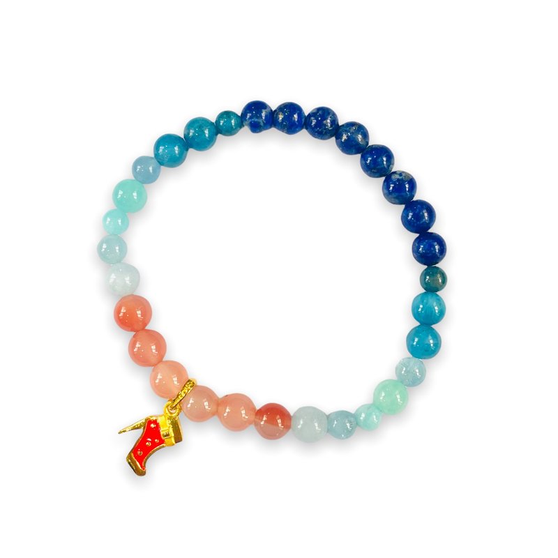 时尚佳人 玛瑙 天河石 海蓝宝 青金石 蓝磷灰石 黄金小红靴吊坠 - 手链/手环 - 水晶 
