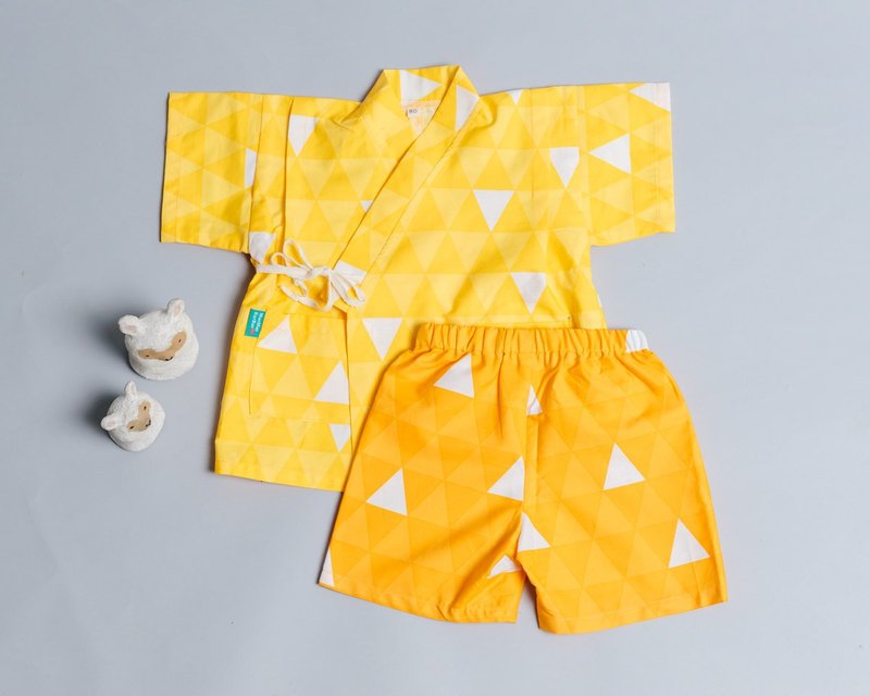 甚平和服-和风10 睡衣 婴儿 包屁衣  连身裤 抓周 新生儿bb衫 - 包屁衣/连体衣 - 棉．麻 橘色