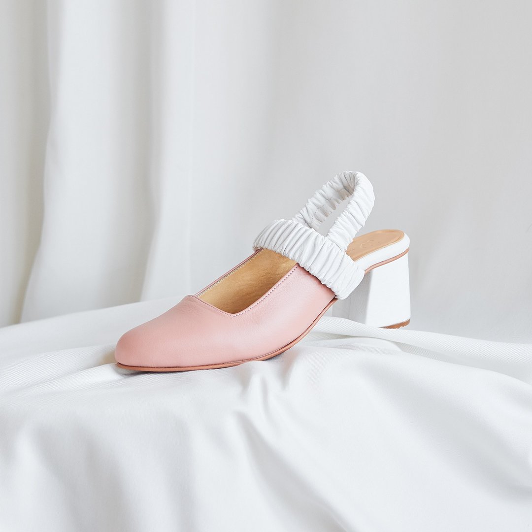 Pink:White - PEONY Slingback Heels - 高跟鞋 - 真皮 粉红色