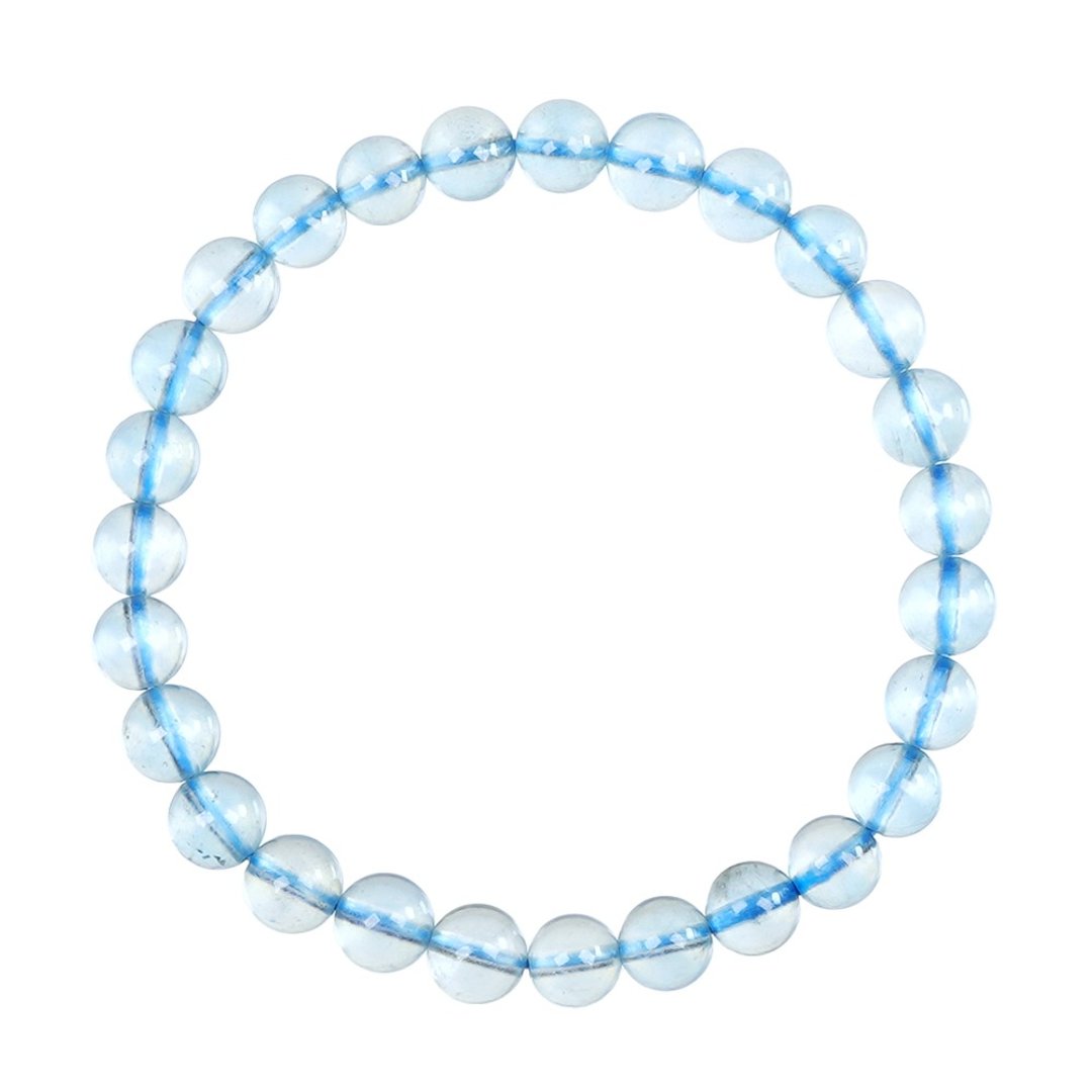 【正佳珠宝】海蓝宝 顶级透体冰川蓝 6.8-7.3mm 海蓝宝手珠 - 手链/手环 - 半宝石 多色