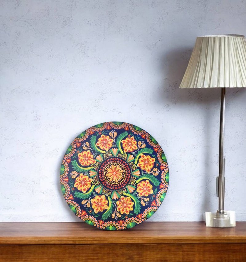 【Mo Mandala #3】曼陀罗画│ 入厝礼、居家摆饰、挂画 - 海报/装饰画/版画 - 木头 橘色