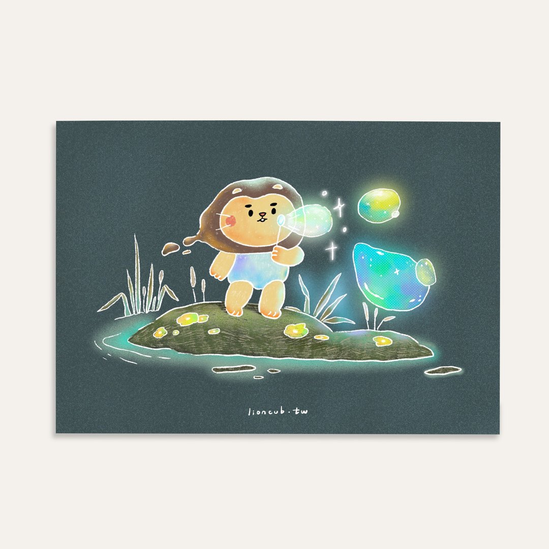 吹泡泡  | 插画明信片 万用卡片 - 卡片/明信片 - 纸 