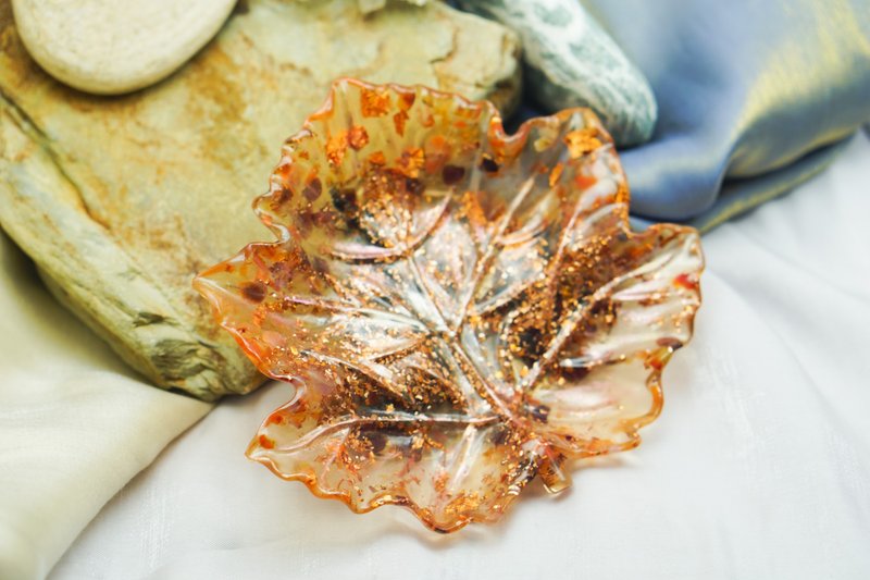 秋枫红影—落叶奥根盘 - 摆饰 - 树脂 橘色