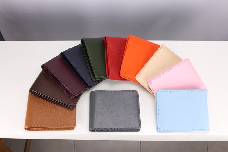 W008 Wallet + Credit card slot - Grey - Genuine leather - 皮夹/钱包 - 真皮 灰色