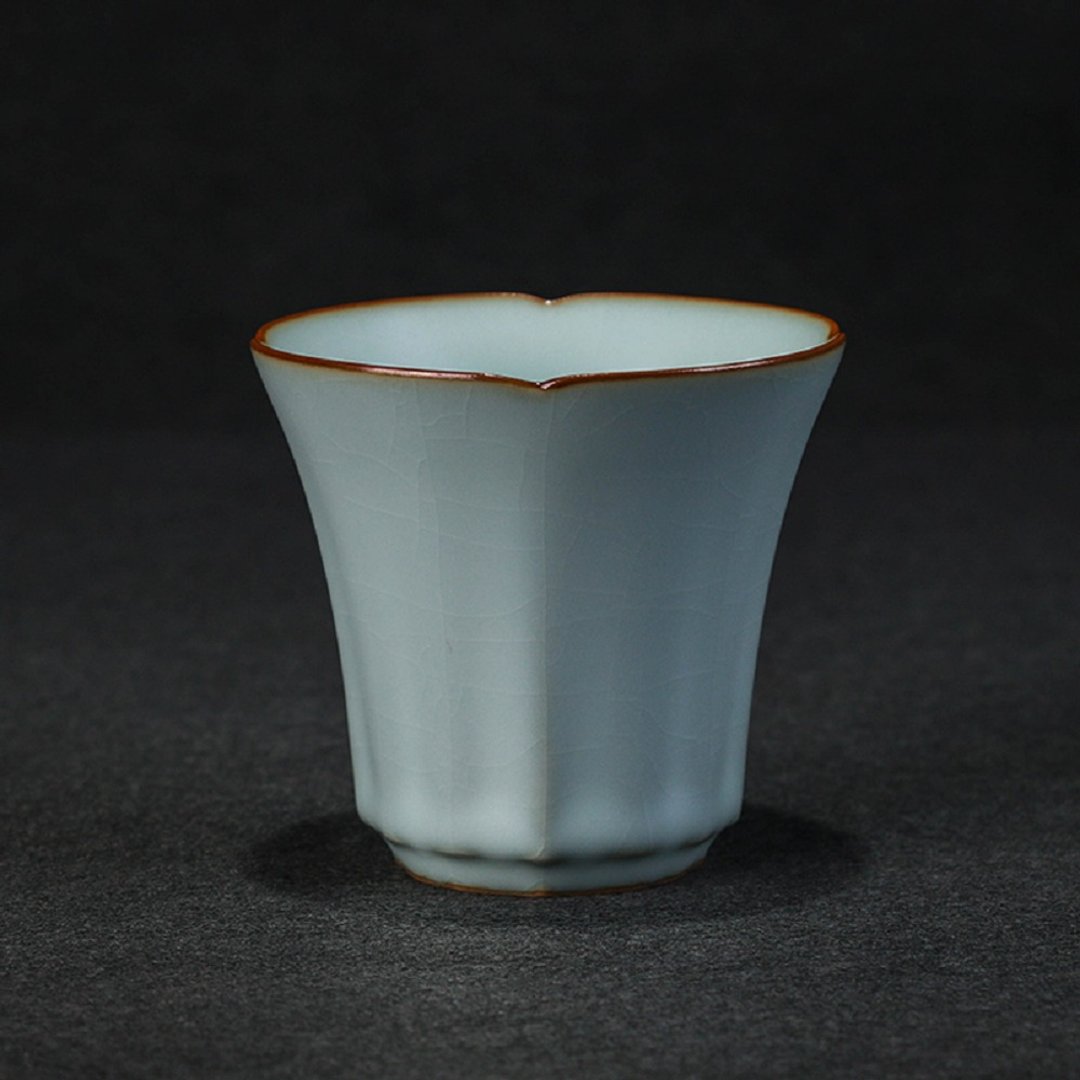 <天青汝窑>  瓜棱杯 (中)  茶具 茶杯 - 茶具/茶杯 - 陶 