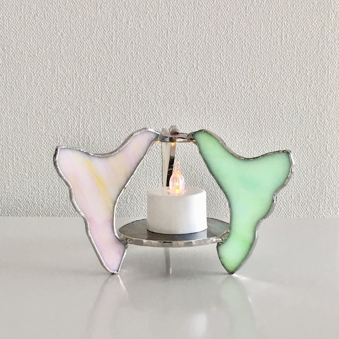 Candle night Bird of Happiness 2 Glass Bay View - 蜡烛/烛台 - 玻璃 粉红色