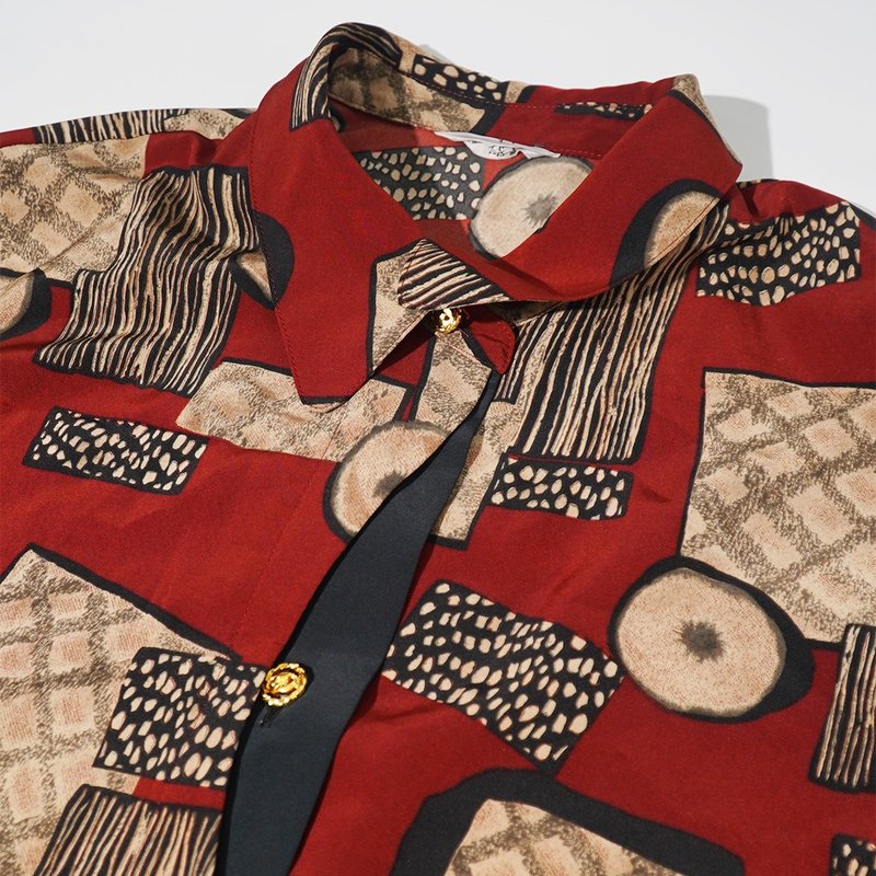 日本印花长袖衬衫 - 女装衬衫 - 其他材质 红色